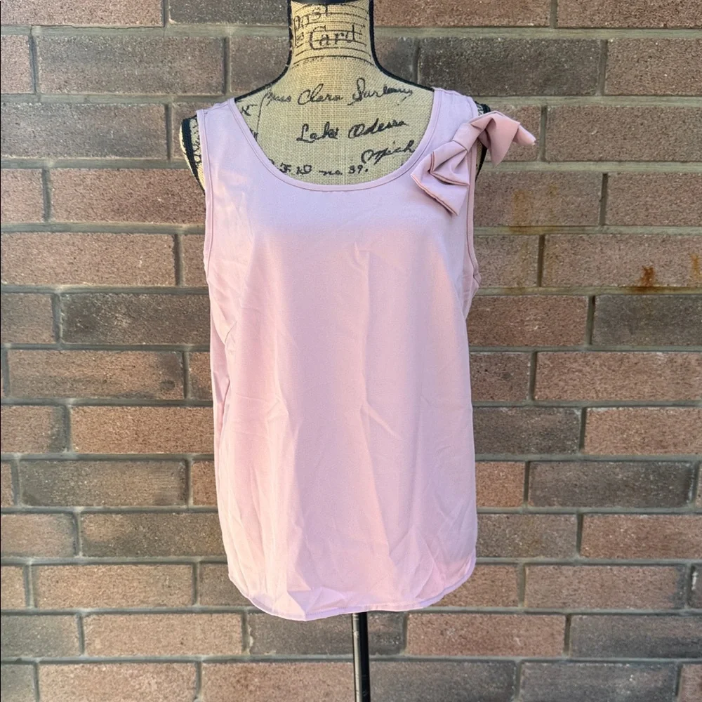Shien Pink Sleeveless Top with Bow Accent Size XL - Picture 1 of 6